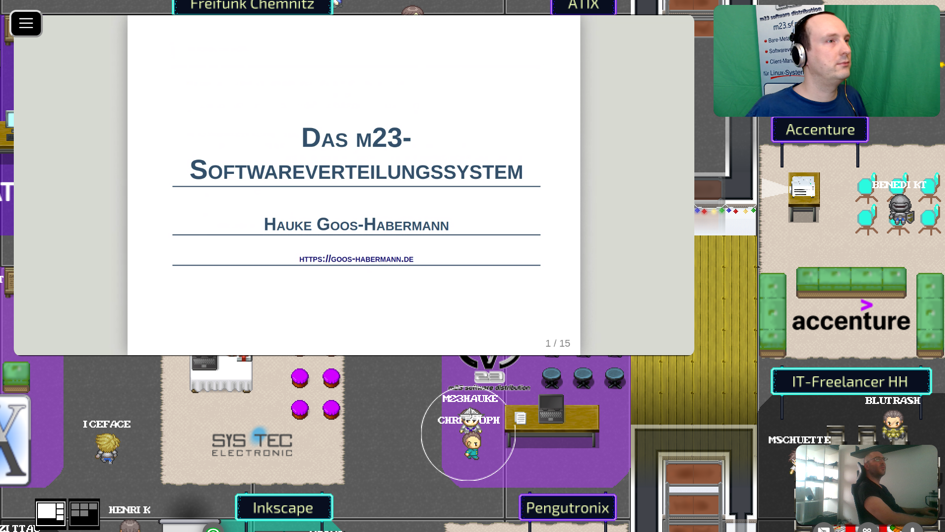 CLT2021 Screenshot: Workadventure Stand "m23-Softwareverteilungssystem"