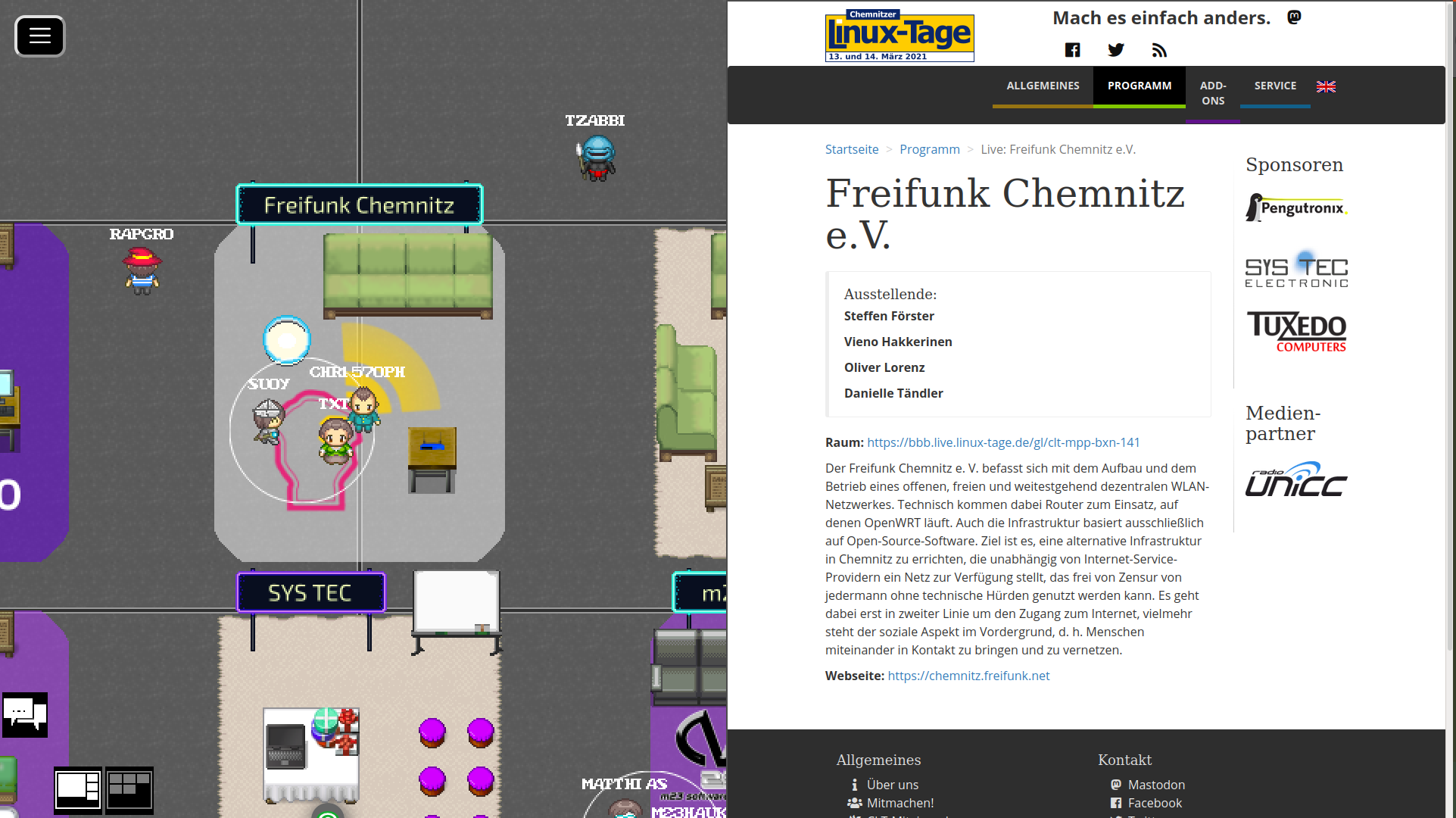 CLT2021 Screenshot: Workadventure Stand "Freifunk Chemnitz e.V."